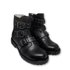 Acebos Black Studded Buckle Boot-Tassel Children Shoes