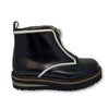 Papanatas Black Leather Zipper Boot-Tassel Children Shoes