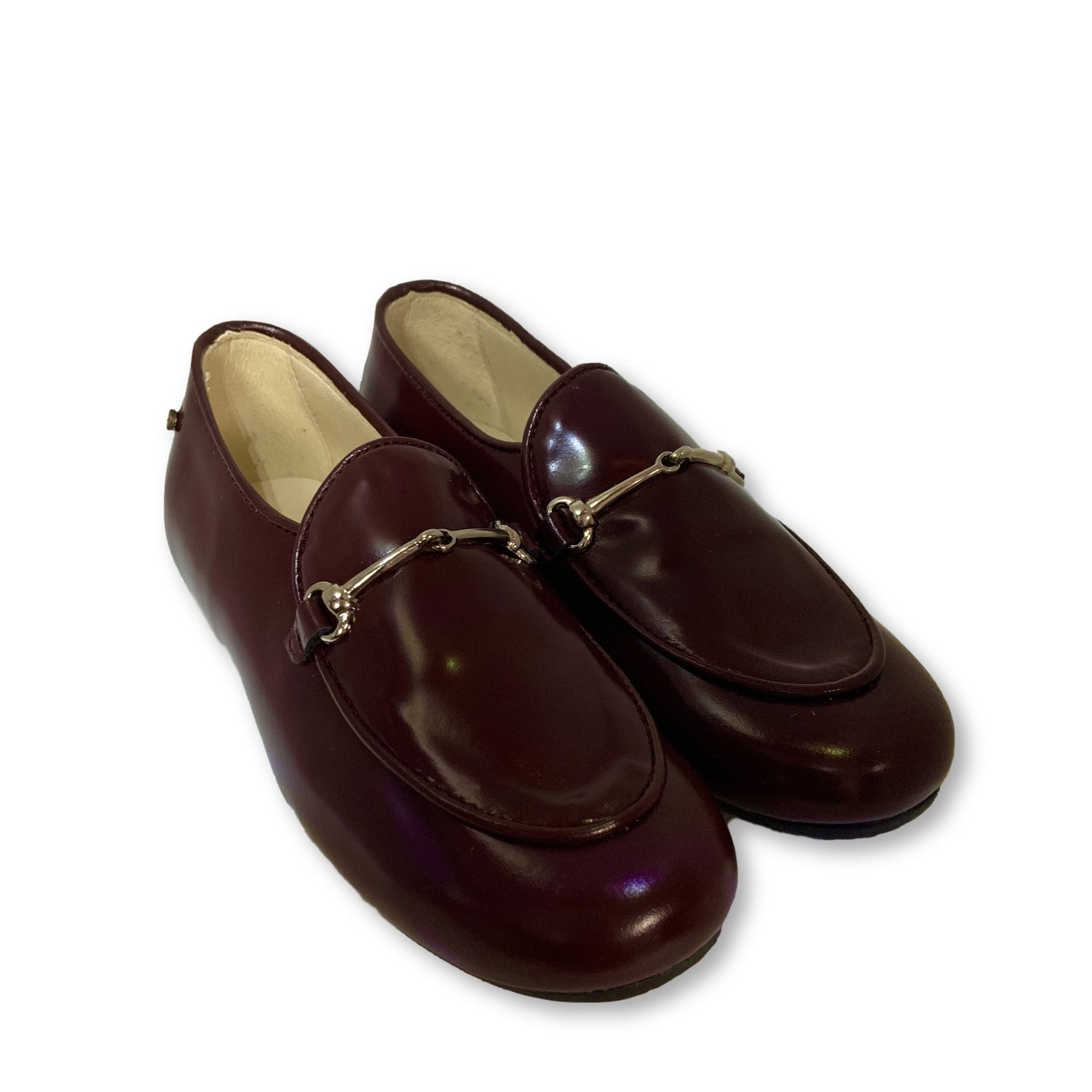 Manuela Burgundy Florentic Chain Loafer-Tassel Children Shoes