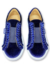 Atlanta Mocassin Navy Velvet and Rhinestone Slip-on Sneaker-Tassel Children Shoes
