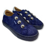 Atlanta Mocassin Navy Lined Slip-on Sneaker with Silver Buttons-Tassel Children Shoes
