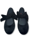 BluBlonc Black Textured Velvet Bow Ballet-Tassel Children Shoes