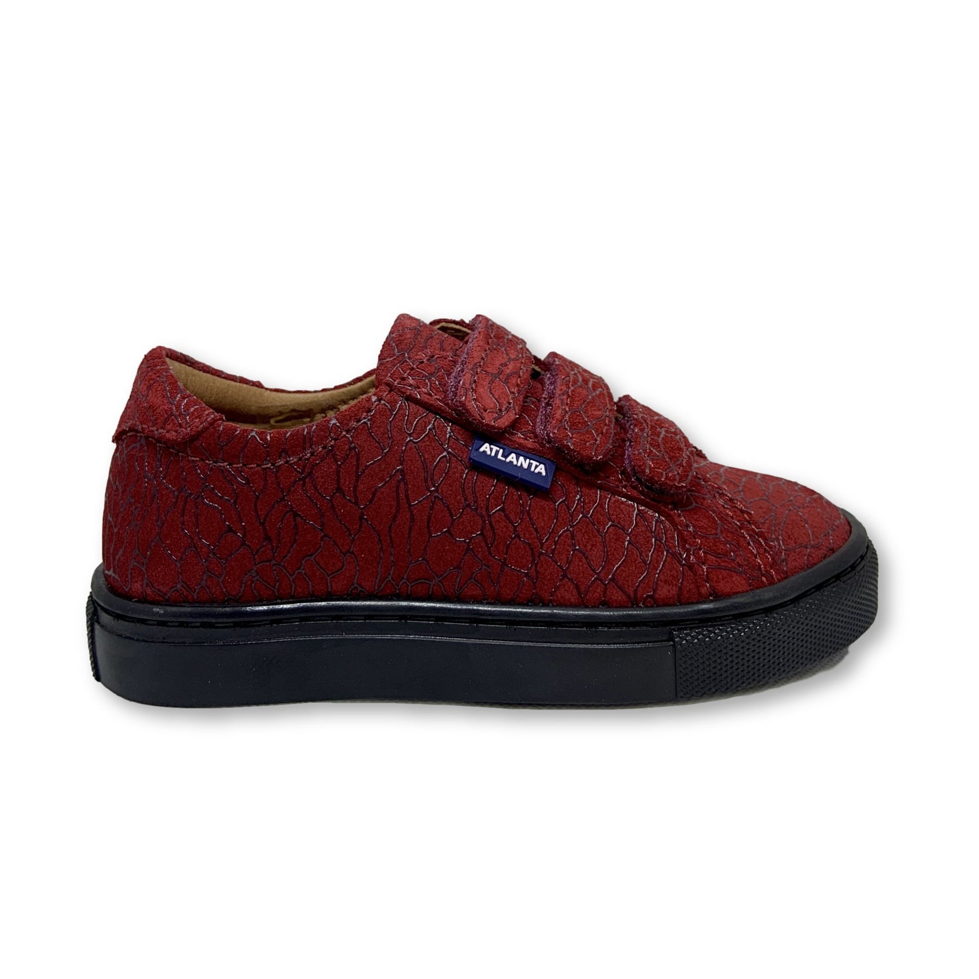 Atlanta Mocassin Red Textured Velcro Sneaker-Tassel Children Shoes