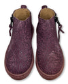 Atlanta Mocassin Burgundy Textured Zipper Bootie-Tassel Children Shoes