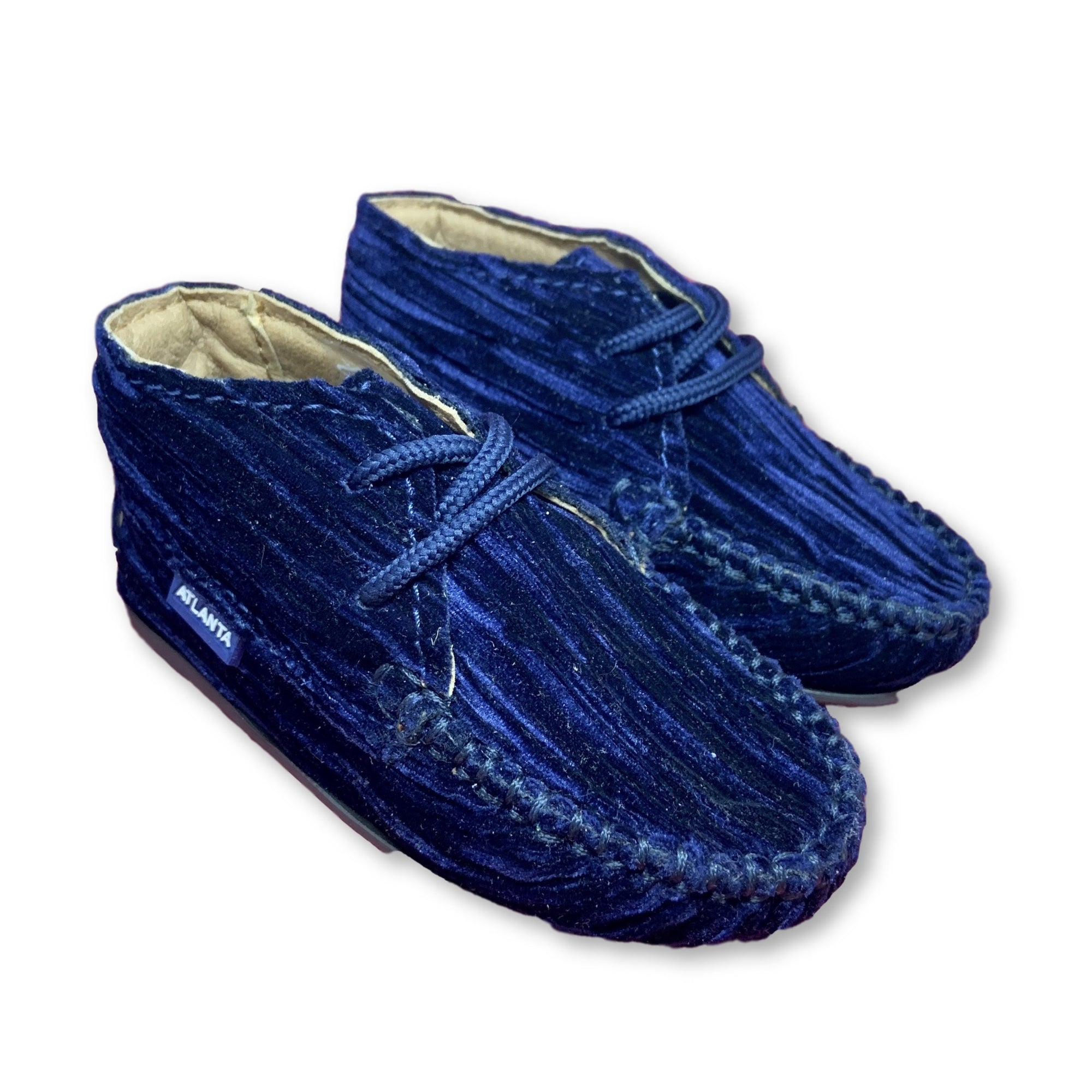 Atlanta Mocassin Navy Velvet Lined Bootie-Tassel Children Shoes