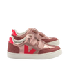 Veja Pink Metallic and Suede Velcro Sneaker-Tassel Children Shoes