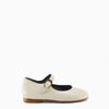 Blublonc Off-White Leather Mary Jane-Tassel Children Shoes