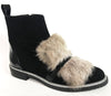 Marian Black and Gray Fur Bootie-Tassel Children Shoes
