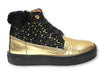Atlanta Mocassin Black/Gold Spotted Bootie-Tassel Children Shoes