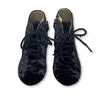 Papanatas Black Crushed Velvet Lace Bootie with Zipper-Tassel Children Shoes