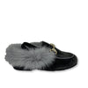Hoo Grey Velvet Fur Mule-Tassel Children Shoes