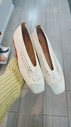 Spain+Co Off White Crochet Square Toe Flat-Tassel Children Shoes