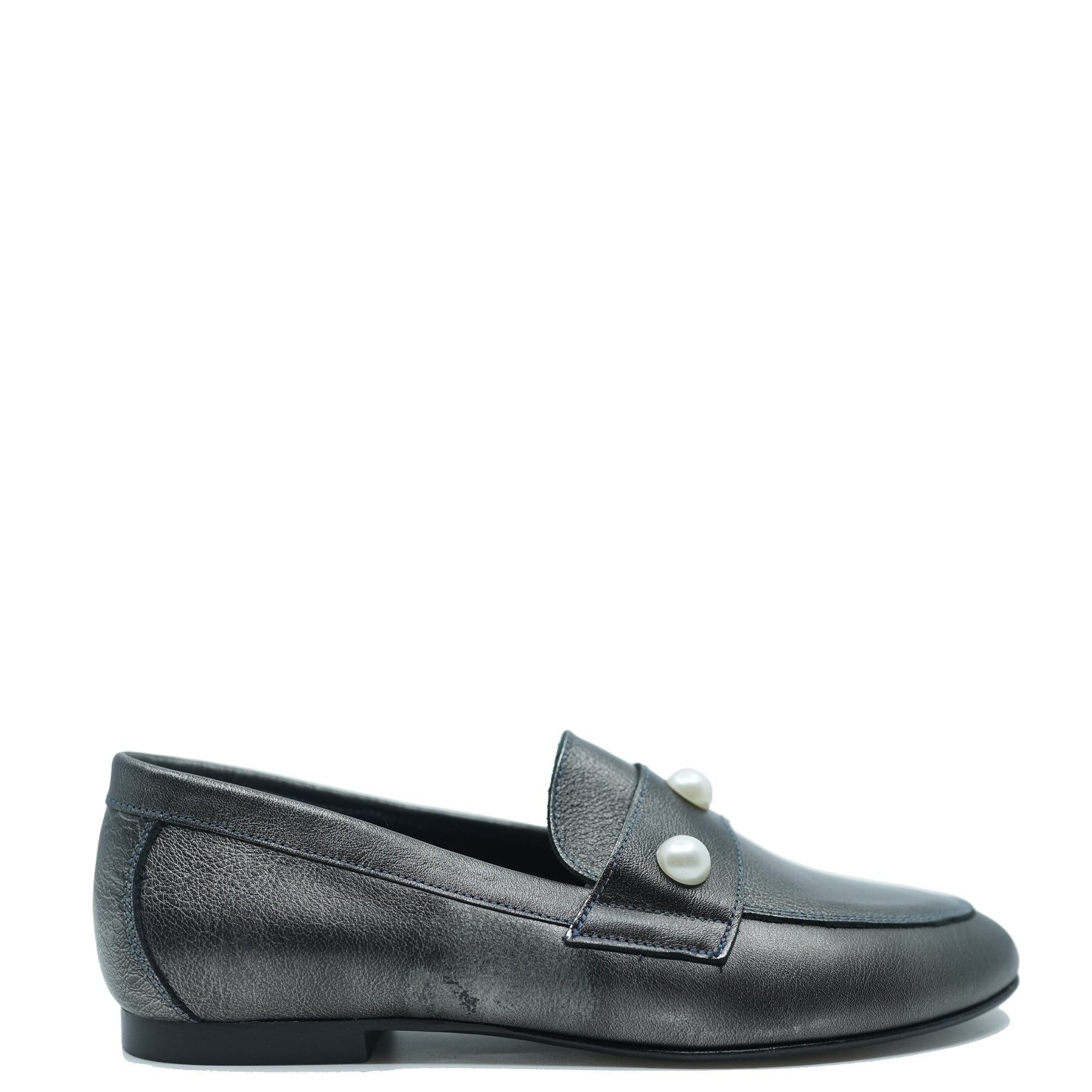 Blublonc Gunmetal Pearl Loafer-Tassel Children Shoes
