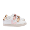 Veja Pink and Gold Velcro Sneaker-Tassel Children Shoes