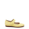 Papanatas Yellow Linen Pointed Mary Jane-Tassel Children Shoes