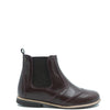 Manuela Brown Leather Wingtip Zipper Bootie-Tassel Children Shoes