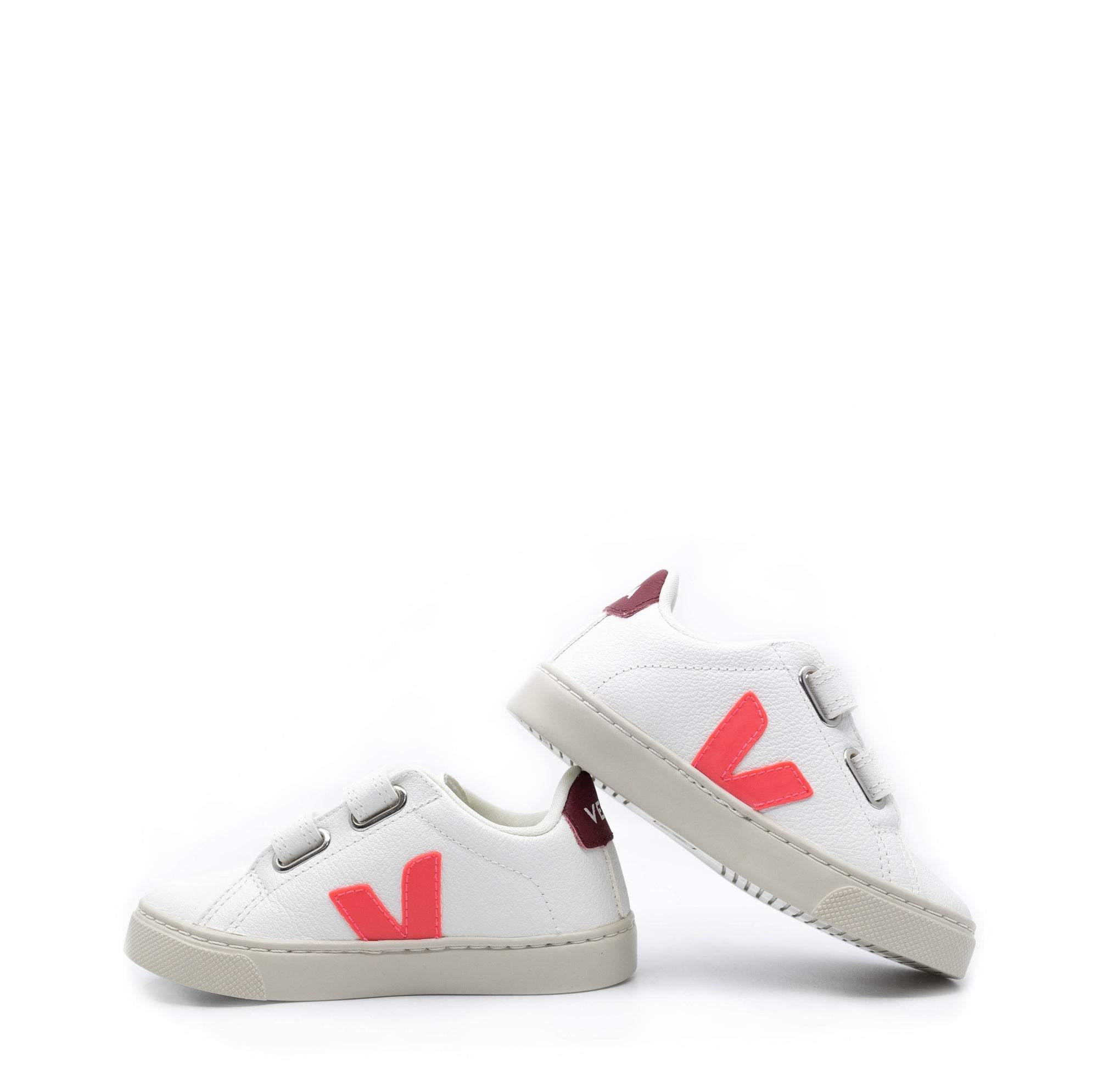 Veja Rose Fluo Marsala Velcro Sneaker-Tassel Children Shoes