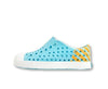Native Jefferson Hamachi Blue / Shell White / Lazer Glow Block-Tassel Children Shoes