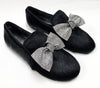 Papanatas Black Pony Hair Bow Slip-on-Tassel Children Shoes
