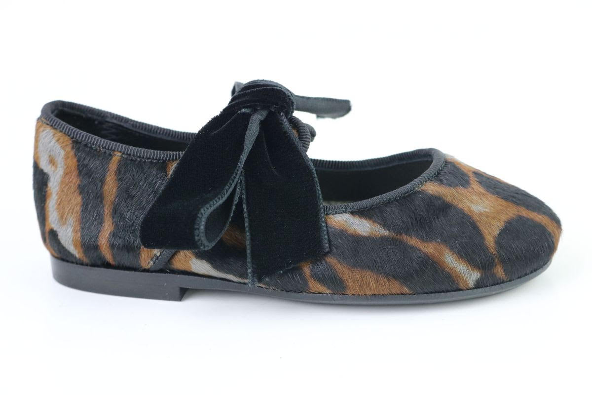 Papanatas Leopard Pony Hair Open Lace-Tassel Children Shoes