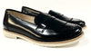 Sonatina Black Leather Loafer with Fringe-Tassel Children Shoes