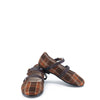 Hoo Brown Wool Plaid Double Strap Mary Jane-Tassel Children Shoes