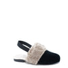 Hoo Black Velvet and Fur Mule-Tassel Children Shoes