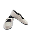 Blublonc Off White Velvet and Gold Elastic Mary Jane-Tassel Children Shoes