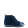 Blublonc Navy Velvet Quilted Lace Up Bootie-Tassel Children Shoes