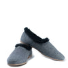 LMDI Gray Tweed and Fur Slip-On Shoe-Tassel Children Shoes