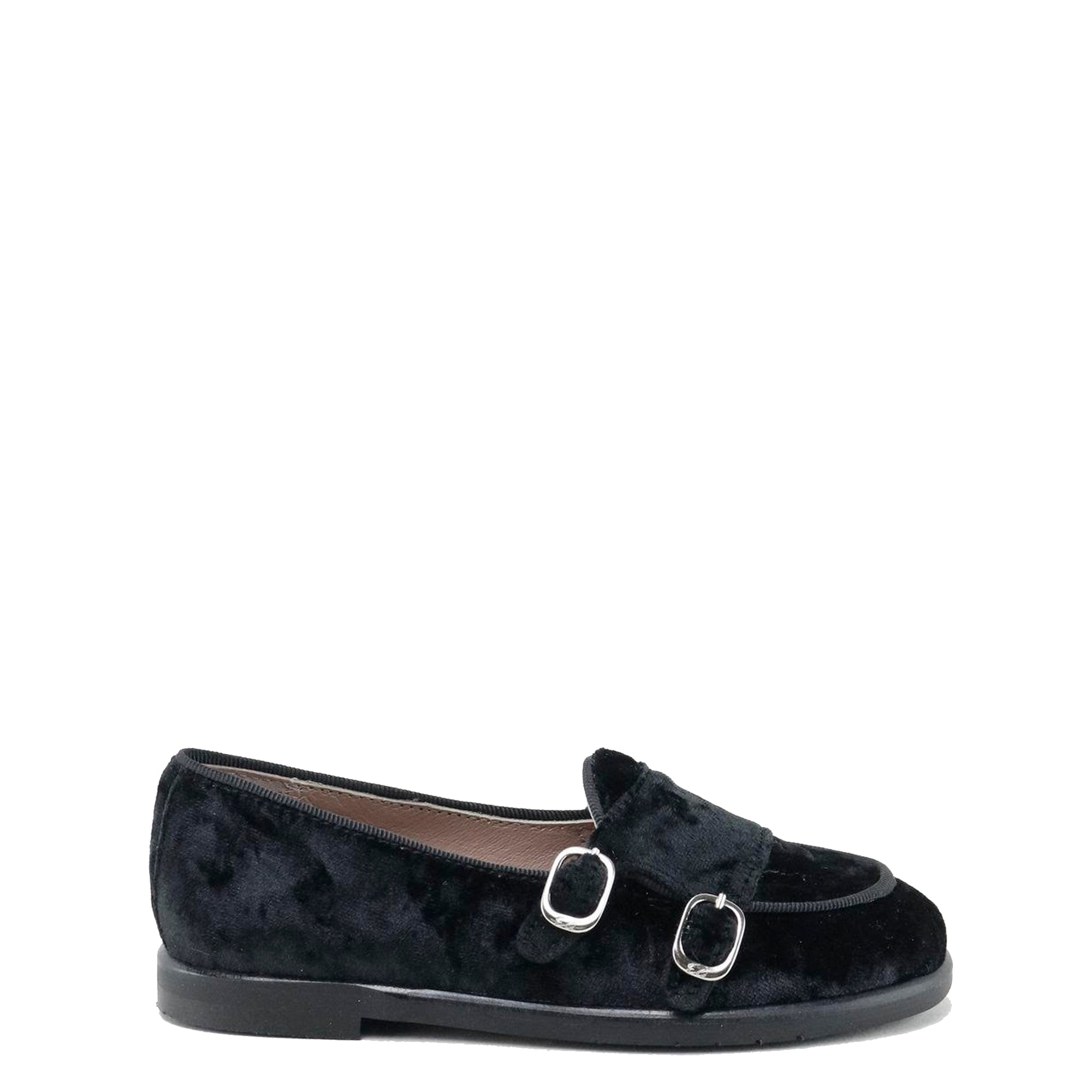 Papanatas Crushed Velvet Double Monk Loafer-Tassel Children Shoes