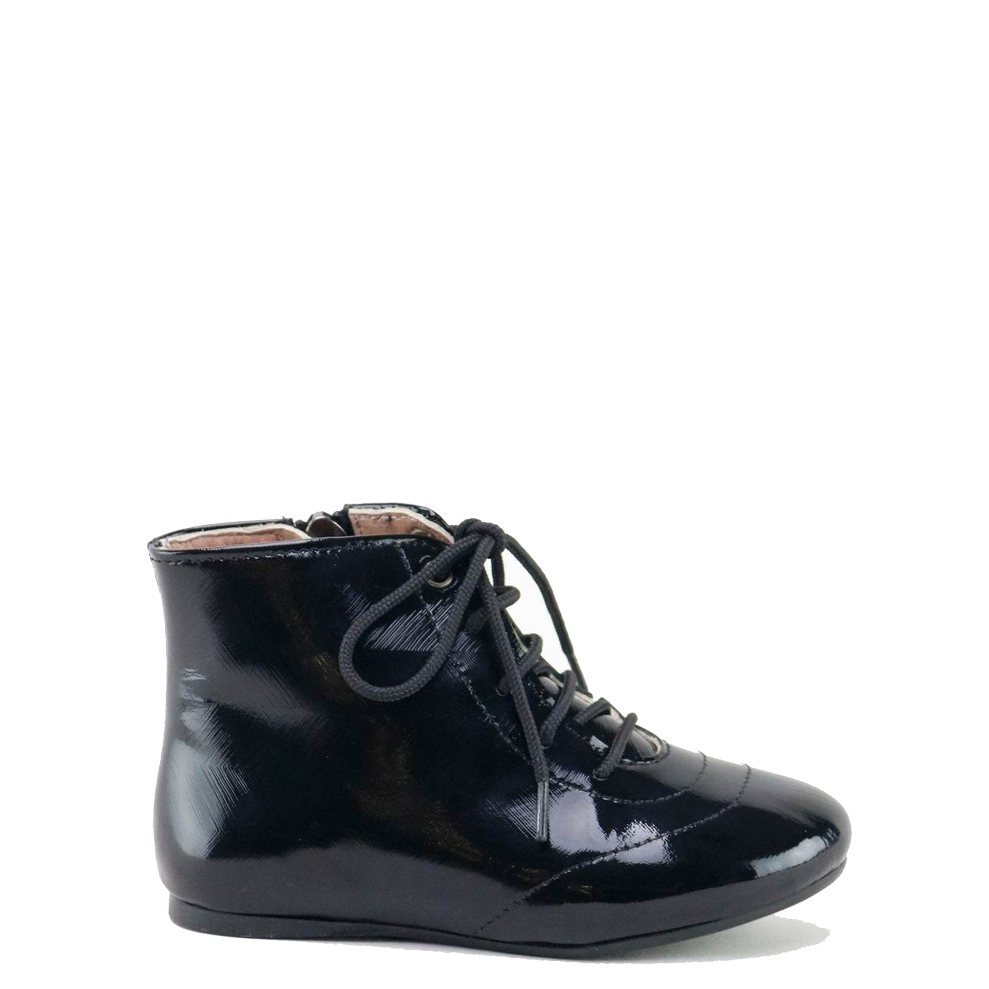 Papanatas Black Patent Zipper Bootie-Tassel Children Shoes