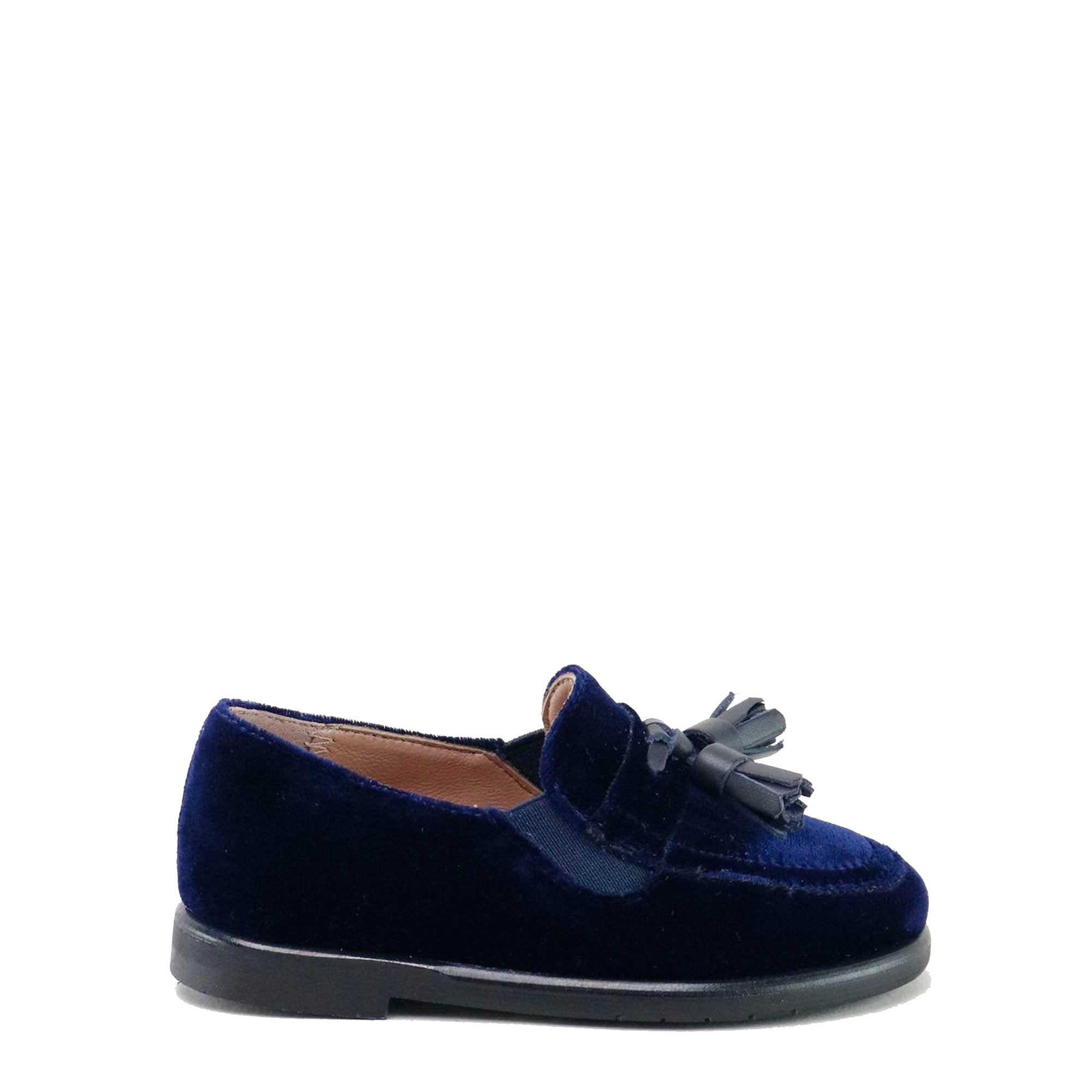 Papanatas Navy Velvet Tassel Loafer-Tassel Children Shoes