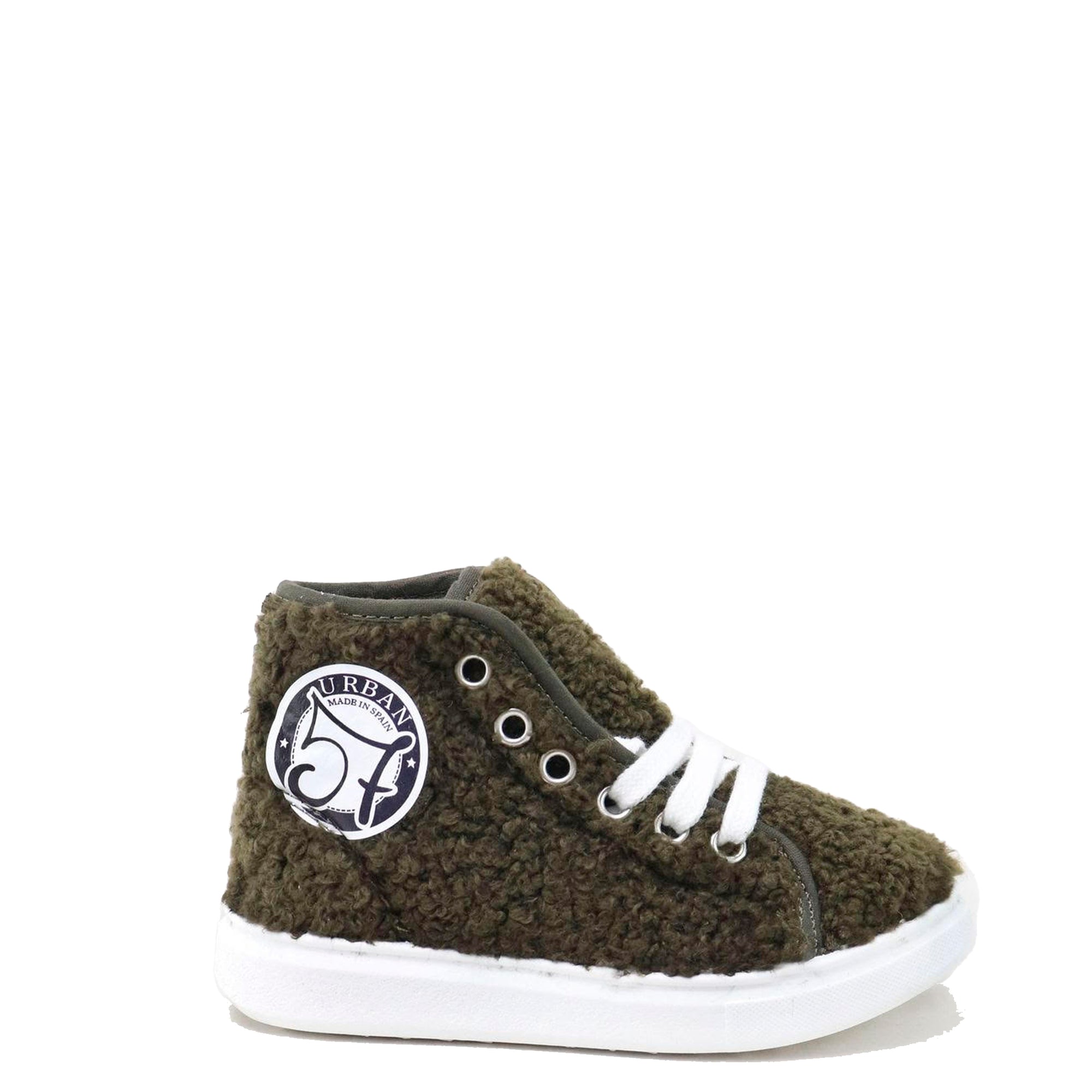 Papanatas Olive Shearling High Top Sneaker-Tassel Children Shoes